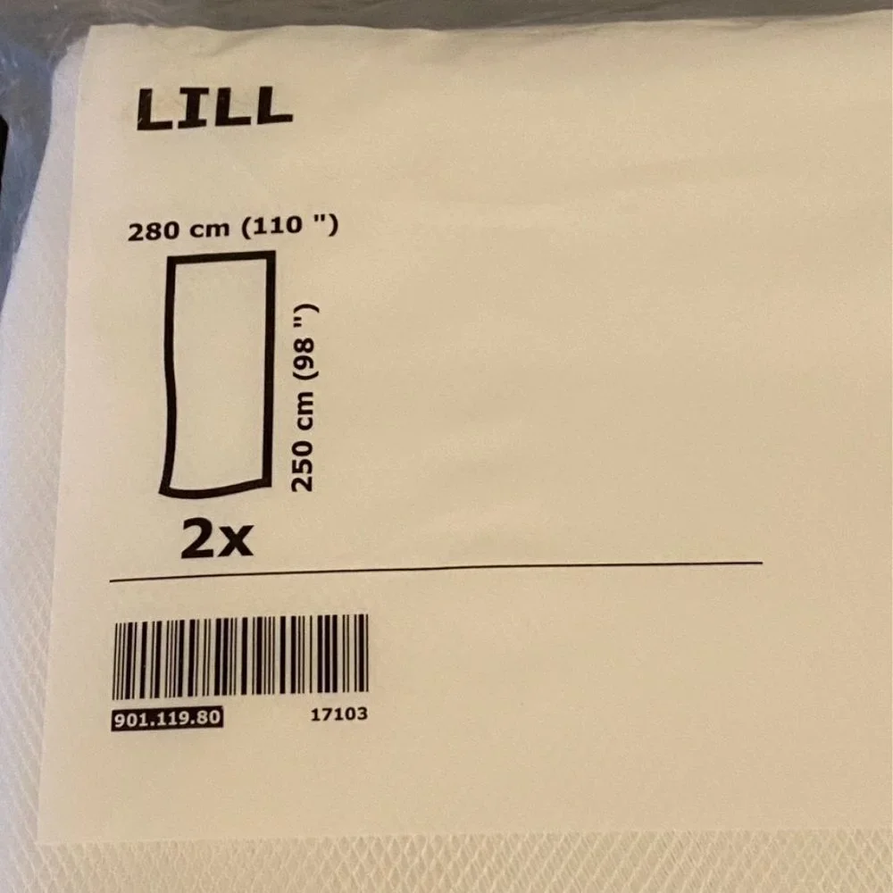 IKEA Lill Sheer White Mesh Pair Curtain Panels - Size 98” x 110”